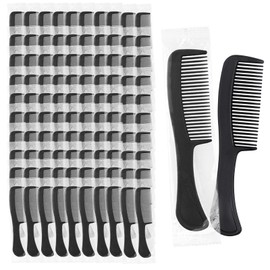 HOIQIRY Black Disposable Hair Combs Bulk - Pack of 100,Individually Wrapped Travel Size Hair Combs In Bulk for Women,Men,Homeless,Hotel,Nursing Home,Charity,Church