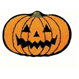 Felpudo Decorativo de Halloween, Alfombra de Bienvenida en Forma de Calabaza, Tapete Suave 50x80cm para Interior y Exterior, Decoración de Fiesta de O