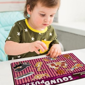 Musical Wood Sound Puzzle, Chunky Peg Instruments Jigsaw Toys, Musical Wooden Pegged Puzzle with Sound Effect for School, Nursery, Kindergarten