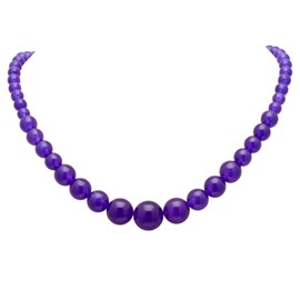 Paialco Women's Graduated Necklace Purple Color Jade Beads 6-14MM, 16 Inches