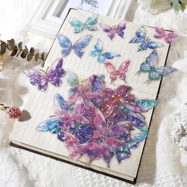 80 Stück Holografische Schmetterling Aufkleber Schmetterling Sticker Set Kinder Glitzer Schmetterlings Aufkleber Wasserfester Klebstoff Holografische Aufkleber Für Sammelalbum Tagesplaner Handyhülle