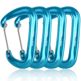 Pack of 4 Heavy Duty Aluminium Carabiners, Large Carabiners, Aluminium Carabiners, Aluminium Carabiner Key Chain, Aluminium Carabiner Hook for Camping, Hiking, Fishing (Sky Blue)
