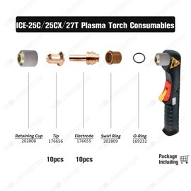 WeldingStop 176655 176656 Kit for Miller Spectrum 375 X-treme Plasma Cutter ICE-25C ICE-27C Torch WS OEMed consumables (NOT Spectrum 375 X-treme Cutter with XT30 torch)