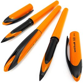 uni-ball AIR Micro - 0.5mm Fine Rollerball - Blue Ink - Orange Barrel - Pack of 3