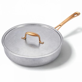 KOKHUB 4.5QT Saute Pan with Lid, Vintage 11" Tri-Ply Stainless Steel Deep Frying Pan Skillet, Uncoated Cookware Chef Pan, Copper Handle, PFOA Free, Dishwasher & Oven Safe