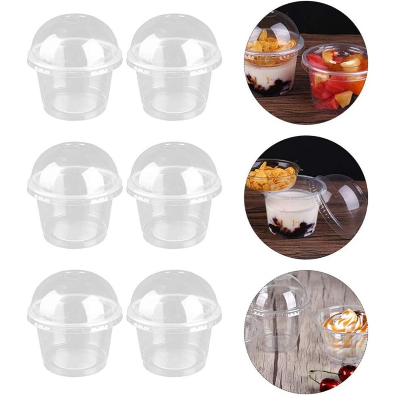 Yubbuio 100pcs Dessert Cups with Lids Plastic Fruit Cups Mini