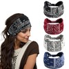 4 Pack Boho Headbands Stretch Paisley Print Bandana Headband Criss