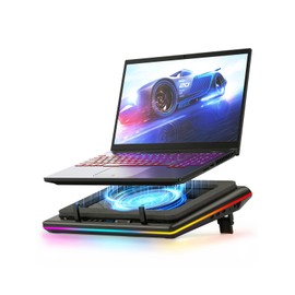 llano V12 RGB Laptop Cooling Pad, Gaming Laptop Cooler with 5.5 Inch Powerful Turbofan, Fast Cooling Laptop 15.6-21in, Adjustable Speed, Touch Control, LCD Screen, Black (RGB)