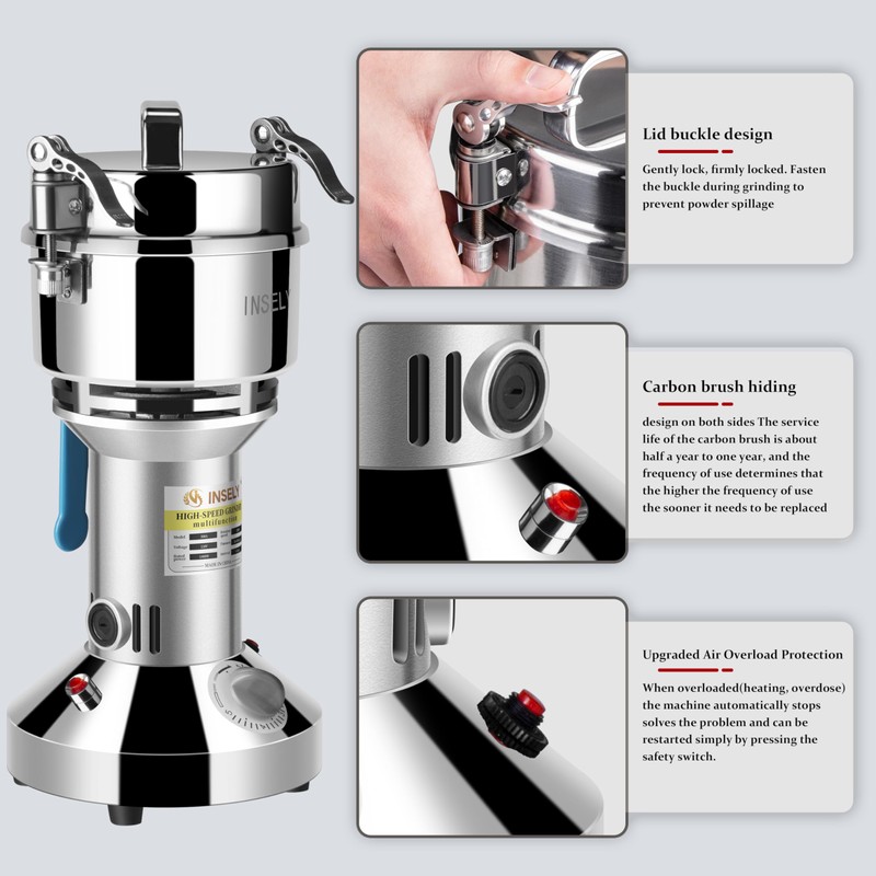 INSELY 700g Grain Mill Grinder High Speed Food Grain Mill