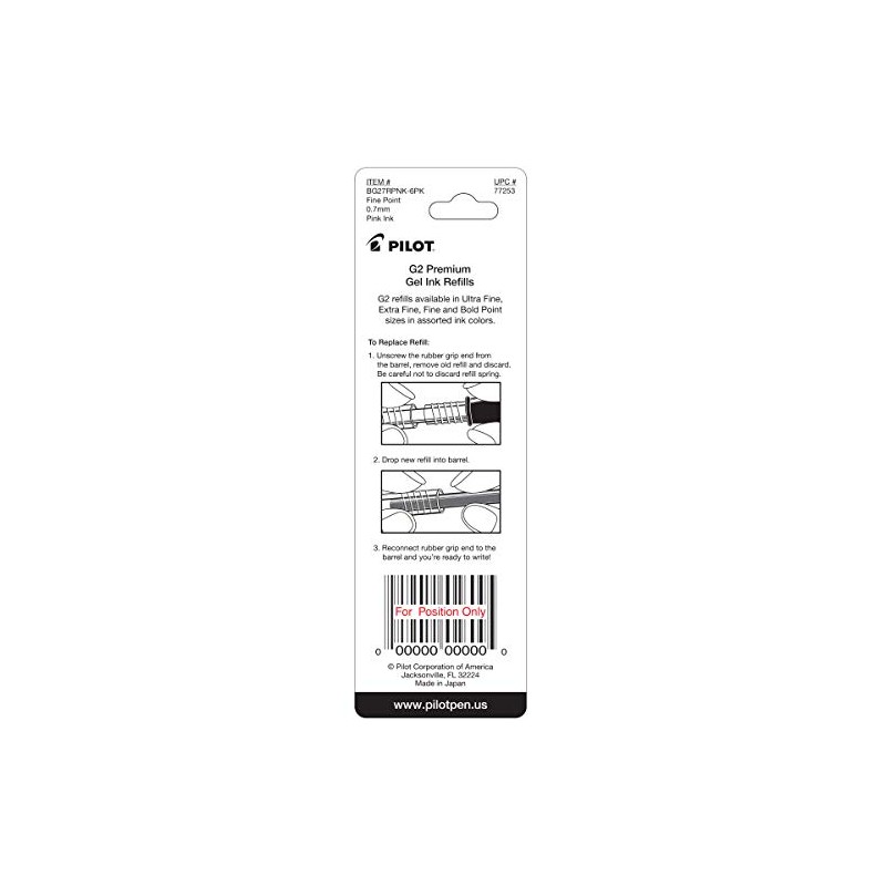 Pilot, G2 Gel Ink Refills, Fine Point 0.7 mm, Pink,