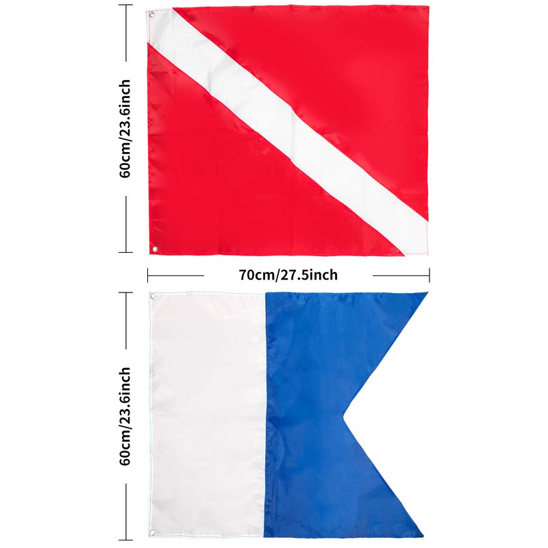 Dawitrly Safety Dive Flags, 2Pieces Polyester Diver Down Flag +