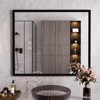WEER Black Framed Mirror 36X30 Inch, Rectangular Matte Black Bathroom