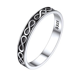 ChicSilver Infinity Eternity Ring Retro 3mm 925 Sterling Silver Ring Wedding Band for Women Men Size 10