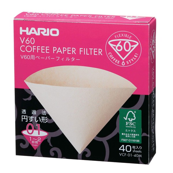 HARIO V60 Paper Filter Unbleached for 1-2 Cups