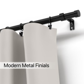 180 inch Curtain Rods, Extra Long Curtain Rod for Windows 120-180 inch, 1 inch Heavy Duty Drapery Rod for Outdoor Patio, Living Room, Bedroom, Modern Black Adjustable Curtain Rods 10-15ft