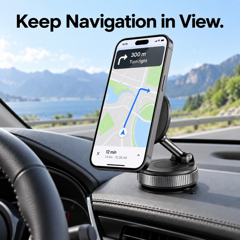 Magnetic Car Phone Mount for GPS Navigation – Foldable 360°
