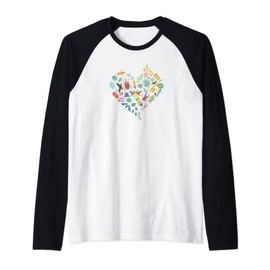 Love Bug Colorful Heart Shaped Insects Cute Creepy Crawlies Raglan Baseball Tee
