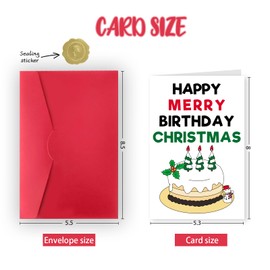 Ygyhiey Merry Christmas Birthday Card for Women Men, Funny December Christmas Cards Gifts for Anyone, Happy Birthday Card for Best Friend, Xmas Birthday Card with Envelope