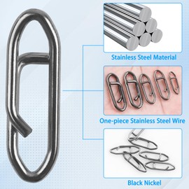 JSHANMEI Fishing Power Speed Clips 50pcs Fishing Clips High Strength Stainless Steel Speed Clip for Fishing Lure Quick Change Fast Link Fishing Snap Clips Connector Tackle #L