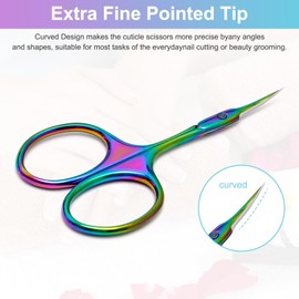 CGBE Cuticle Scissors, Professional Cuticle Scissors Curved Thin, Stainless Steel Super Sharp Cuticle Cutter Remover Small Beauty Scissors for Cuticles, Dead Skin, Eyebrows, and Eyelashes, Colorful