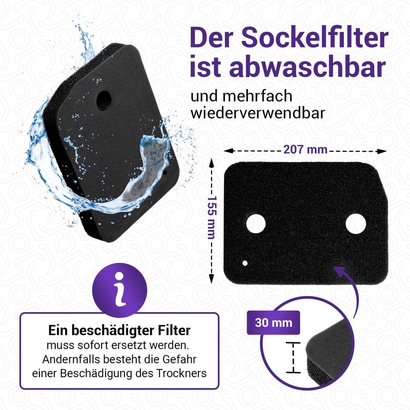 Vioks.pro Set of 2 Dryer Sponge Filter 207 x 155