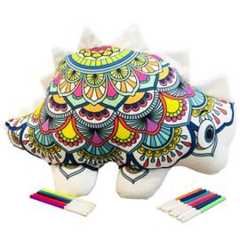 ESTEGOSAURIO DINOSAURIO GIGANTE MANDALA 3D peluche didáctico para colorear lavable y reutilizable con set de plumones base agua Juguete educativo original, inolvidable y divertido para niñas y niños