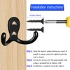PAIDASHU 6-Pack Double Coat Hooks, Metal Hooks, Wall-Mounted Coat Hooks