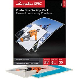 Swingline GBC EZUse Thermal Laminating Photo-Size Pouches, 5 mil, Clear, Pack of 30