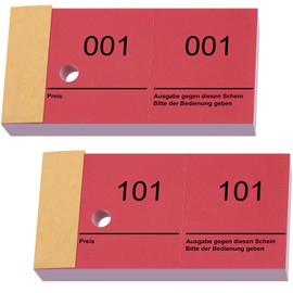 Nezyo Double Number Block 1-200 Raffle Tickets with Numbers Number Blocks Number Blocks 10 cm x 5 cm Raffle Tickets for Wardrobe Raffle Events Fairs Entrance Tickets and Treats (Red)