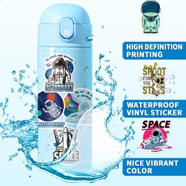 50pcs Space Stickers Pack for Water Bottles, Astronaut Vinyl Sticker for Helmet Laptop Skateboard, Waterproof Decals Gifts for Kids Teens Boys Adults (Astronaut)