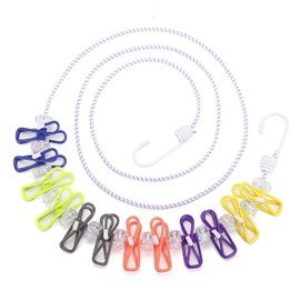 Retractable Travel Clothesline, 180cm Portable Clothes Line with 12 Clothespins Chip Clips and 13 Cord Lock for Indoor Laundry Drying line, Outdoor Camping Accessories