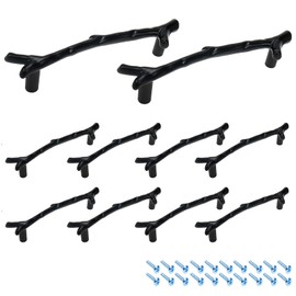 Bitray 10PCS Cabinet Handles 3.8 inch Hole Centers Twig Branch Black Drawer Pulls Hardware for Kitchen Bedroom Bathroom Furniture