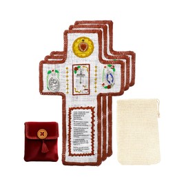 Onism 3Pcs Prayer quilt with cross inside,Mini Handcrafted pocket devotional,Portable Pocket Shrine Catholic, Christian Gifts for Catholic Women(Spanish)