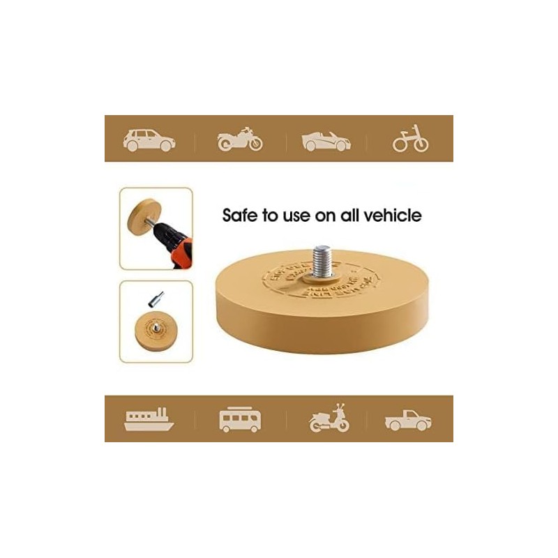 Rubber Eraser Wheel Kit for Adhesive Removal - Power Drill