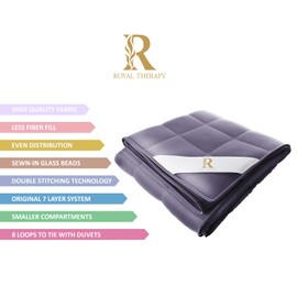 Royal Therapy Weighted Blanket - Heavy 100% Cotton Blankets with Premium Glass Beads (60''x80'' 15lbs, Smoke Grey), Suitable for One Person (~150lb) - Use on Queen/King Bed