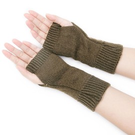 YAMEIZE Y2K Fingerless Star Printed Knitted Gloves for Women Men Autumn Winter Warm Gloves Clothing Knitted Outdoor Driving, khaki