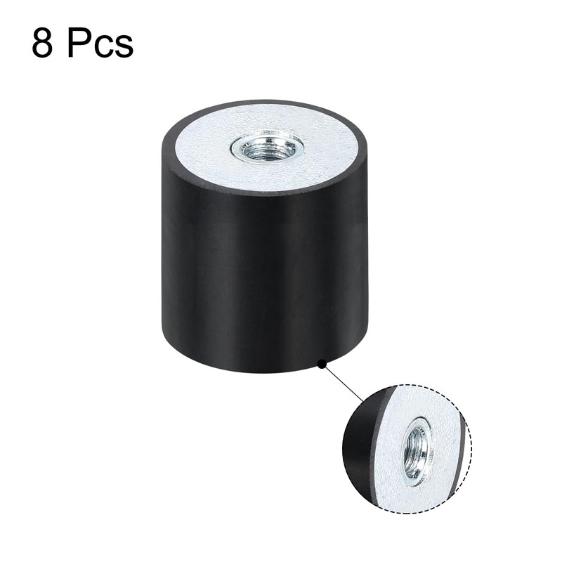 sourcing map 8Pcs 20 x 20mm M5 Thread Female Rubber