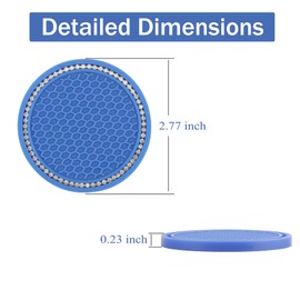 JUSTTOP Car Cup Holder Coaster, 2 Pack Universal Auto Anti Slip Cup Holder Insert Coaster, Bling Crystal Rhinestone Car Interior Accessories-Deep Blue