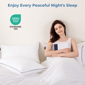 GOHOME King Size Pillows Set of 4 - Bed Pillows for Sleeping 4 Pack, Cooling Supportive Hotel Pillows with Premium Soft Down Alternative Fill for Side Stomach and Back Sleepers