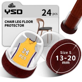 YSD 24PCS Silicone Chair Leg Floor Protectors,Round Red Chair Leg Caps for Tilt Chair Legs,Hardwood Floor Protectors with Felt Pads（L）