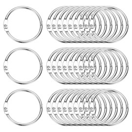 PATIKIL 1.3" x 1.5" Loose Leaf Binder Rings, 60 Pcs Metal Book Rings Nickel Keychain Ring for Paper Index Cards Flash Card Notebook Rings Office Home Book Binder, Silver Tone