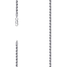 JewelryWeb 925 Sterling Silver Solid Rope Chain Rhodium 4mm Bracelet 8 Inch Link-Bracelet for Women and Men