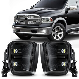 FICOLPO Led Fog Lights for 2013 2014 2015 2016 2017 2018 Dodge Ram 1500 & 2019 2020 2021 RAM 1500 Classic Pickup (Not Fit for Rebel Models) - Bumper Driving Fog Lamps OEM Replacement (White Light)