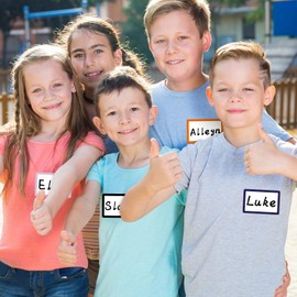 Name Tag Stickers,15 Colors Available,200pcs Pink Name Tag Labels,3.5" x 2.25" Name Badges Name Tags Label for School,Party,Training,Clothing(Rose pink)