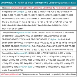 MaxLLTo USB Cable for Olympus Tough TG-810 TG-820, Extra Long 5ft USB 2in1 Data SYNC-Charge Charging Cable Cord for Olympus Camera Tough TG 810 TG 820