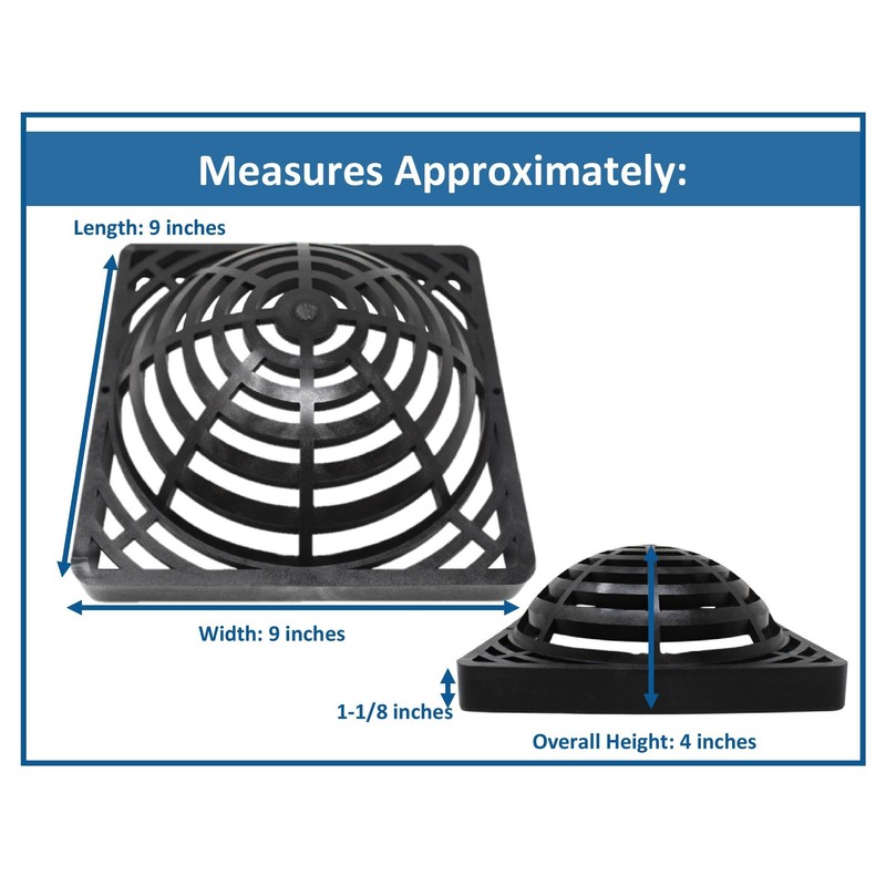 9" Outdoor Square Dome Atrium Grate Drain Cover 0903SDG /