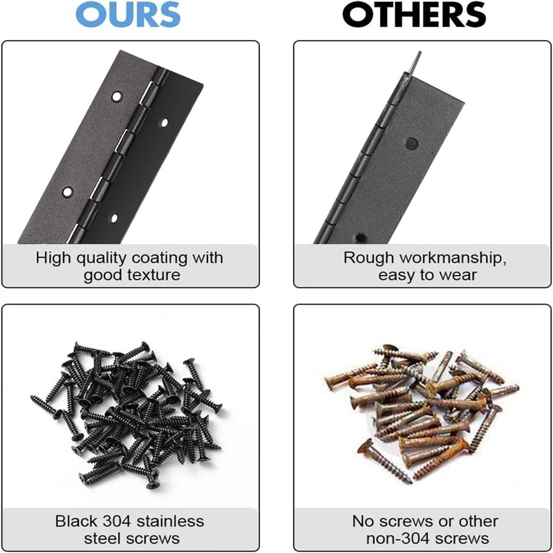 EYSOLD 16-Inch Black Continuous & Piano Hinges - 4 PCS
