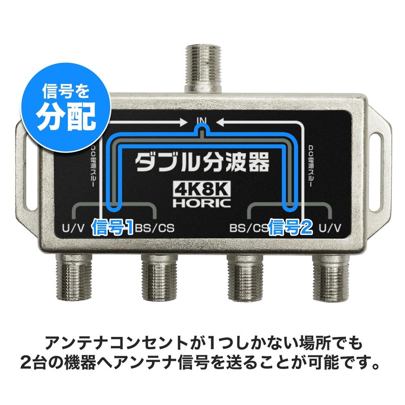 Horic AWE-021SV Antenna Double Wave, 4K 8K Broadcasting (3224MHz)/BS/CS/Terrestrial Digital/CATV