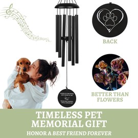 Solsken Home Dog Memorial Gifts, Dog Memorial Wind Chime, Pet Loss Sympathy Gift, Bereavement Gift & Passing Away Remembrance Memory Garden 28" Black