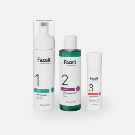  Faceit Sistema Antiacné 3 Pasos | Gel + Exfoliante + Limpiador | Piel Grasa & Mixta | 399ml